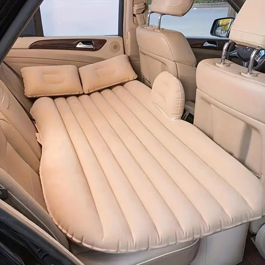 Cream Inflatable Car Air Bed Mattress with Air Pump, Two Pillow And Carry Bag