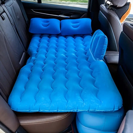 Blue Inflatable Car Air Bed Mattress with Air Pump, Two Pillow And Carry Bag